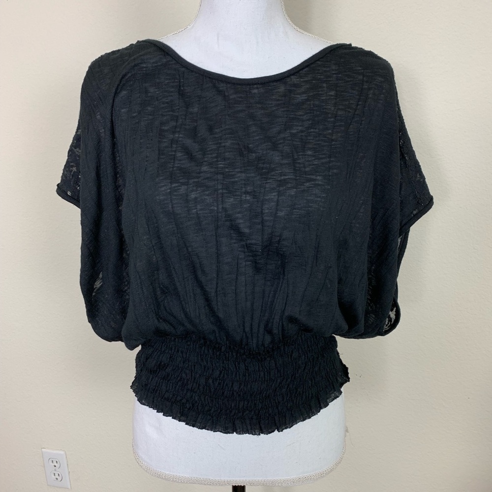 Free people lace back 3 tie crinkle jersey top